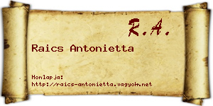 Raics Antonietta névjegykártya